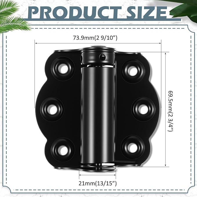 Zonon 4 Pack Self Closing Screen Door Hinge 2 3/4" Adjustable Heavy Duty Steel - Image 2