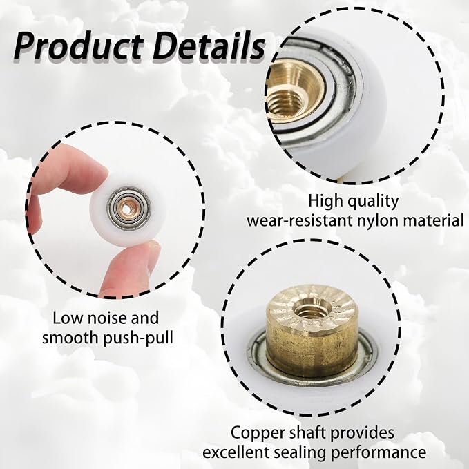 4 Pcs 27mm Shower Sliding Door Roller Replacement Wheels | Shower Door Rollers - Image 3