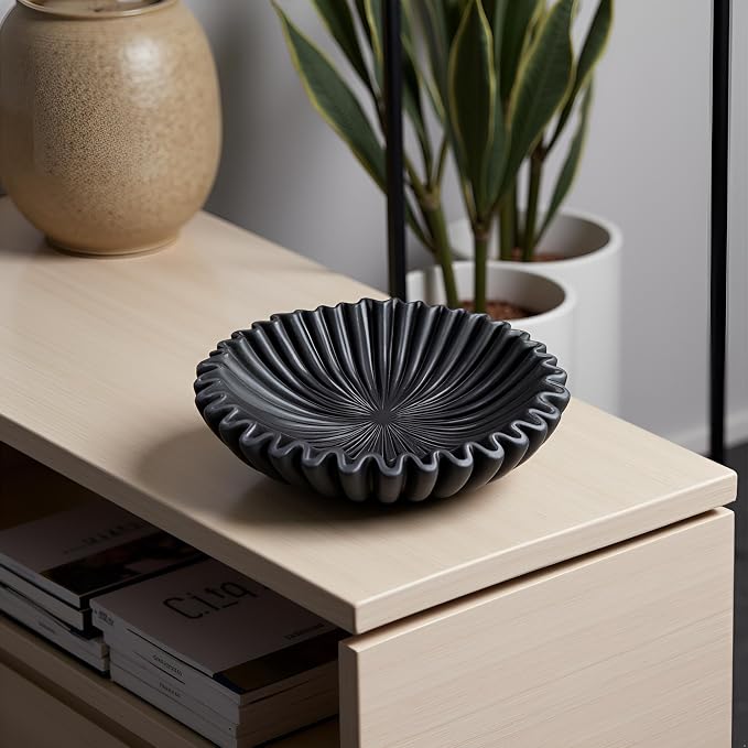 10" Large Decorative Bowl decor, Scalloped Bowls - Image 5