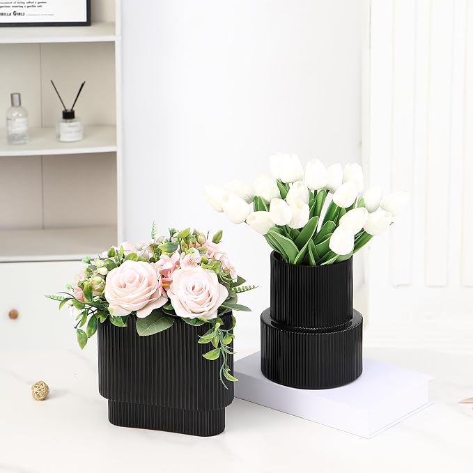 Black Glass Vases, Modern Vase for Tulips, Dining Table, Wedding Gifts - Image 4