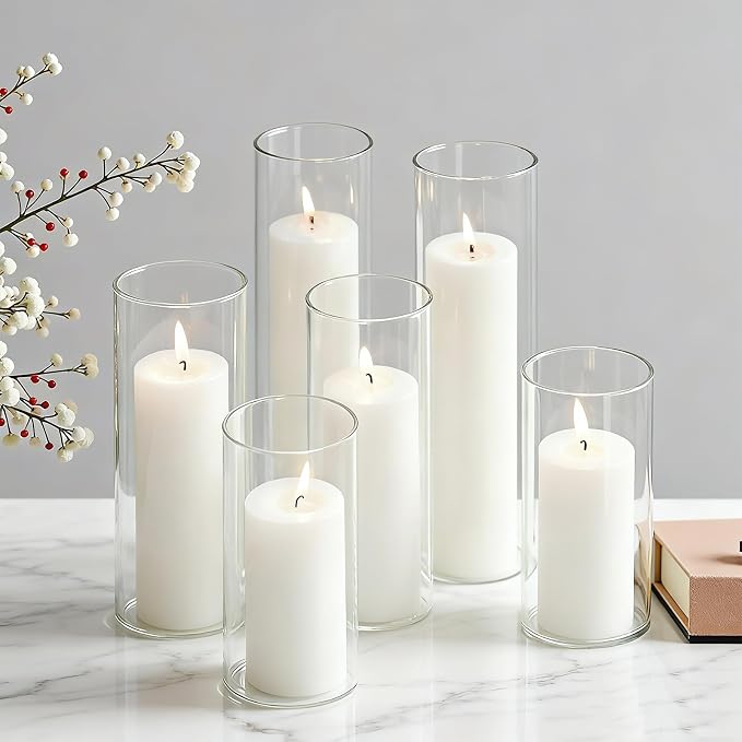 24 Pcs Glass Hurricane Candle Holders Set - Image 3