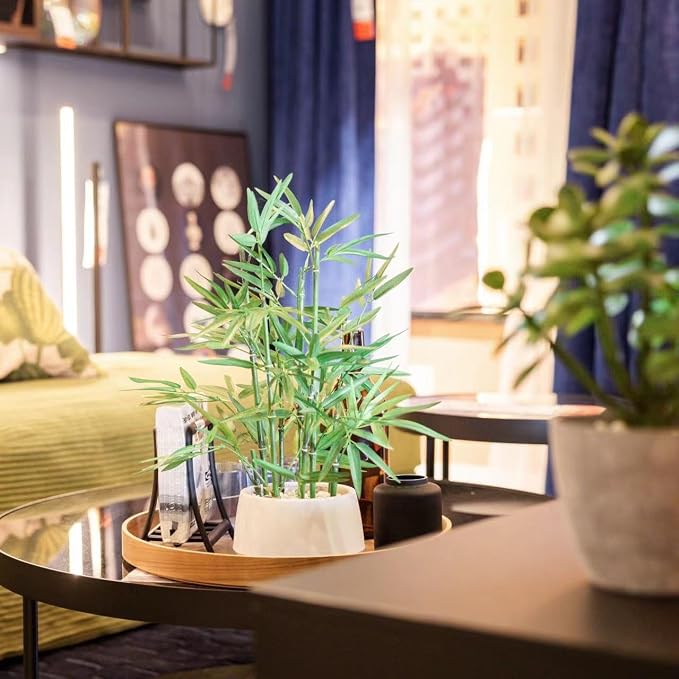 365 Blooming Decor 18 inch Tall White Potted Artificial Bamboo Plant- Luxury - Image 9