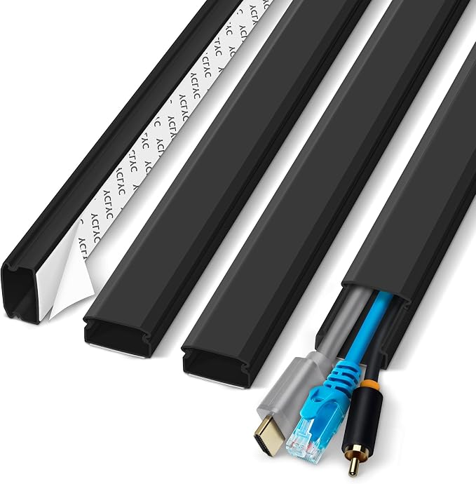 62.8in Black Cord Hider for TV on Wall, Paintable Cord Cover Wall Kit | Wire by YCLYC
