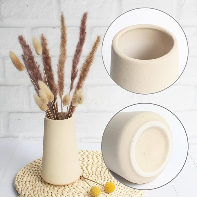 YANLING 6 Pack Light Yellow Ceramic Vase - Image 3