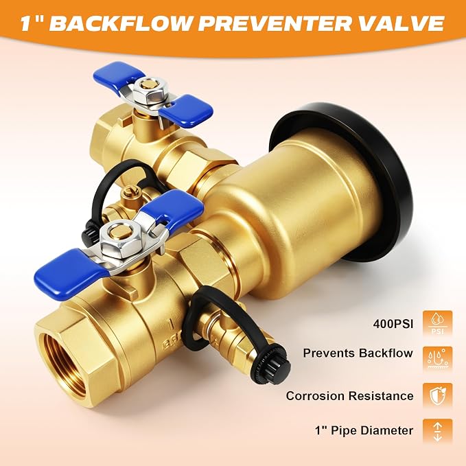 1" Brass Pressure Vacuum Breaker, 400 PSI Backflow Preventer Valve | Irrigation - Image 4