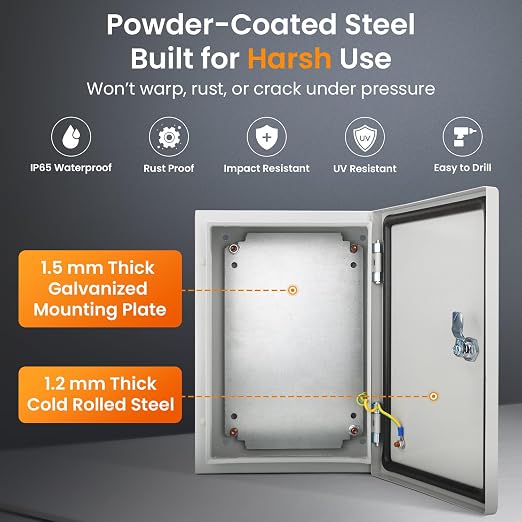 QILIPSU Metal Electrical Box IP65 Waterproof Steel Project Enclosure Lockable - Image 2
