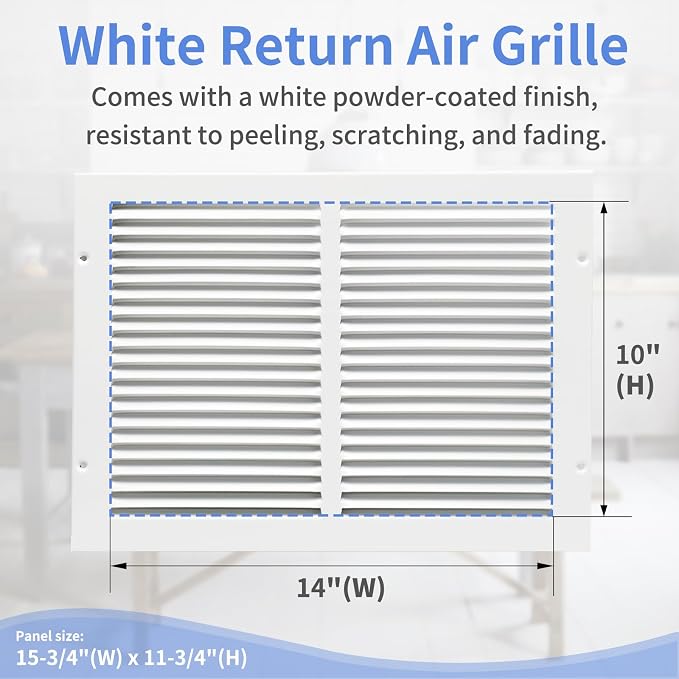 Howeall 14"W x 10"H Steel Return Air Grille, Air Return Vent Cover - Image 3