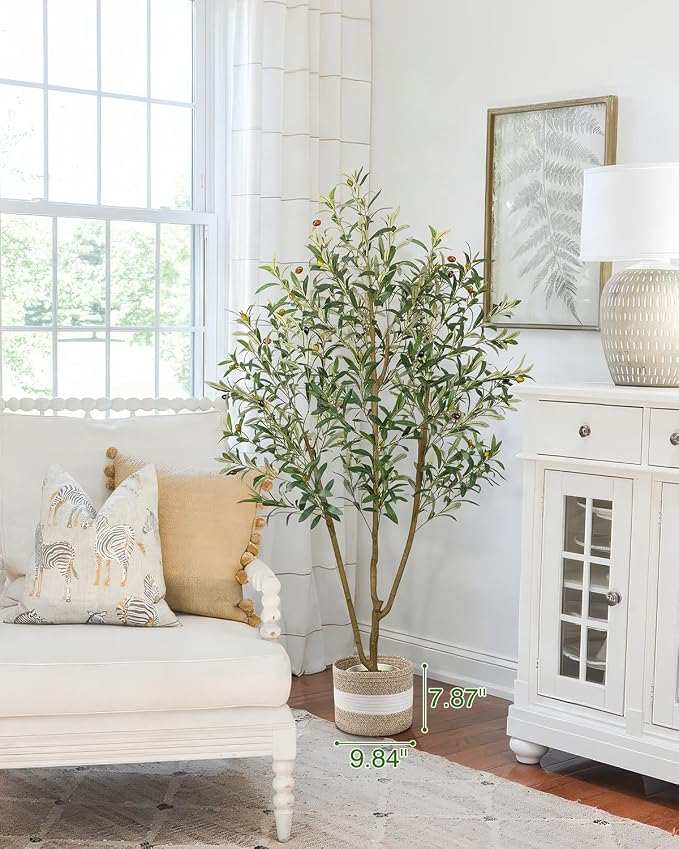 Artificial Olive Tree 5FT with Planter&Cotton Basket | Tall Faux Olive Trees - Image 3