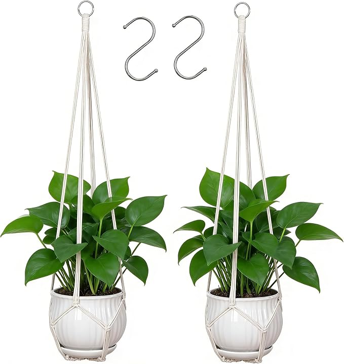 YIBOT 2 Pack 35" Macrame Plant Hangers, Hanging Planters by YIBOT