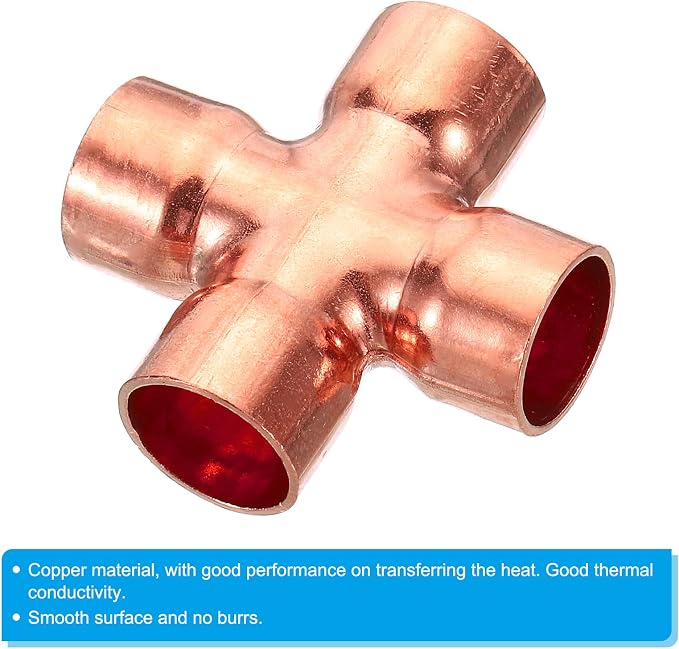 PATIKIL 5/8 Inch ID Copper Union Cross Pipe Fitting, 2 Pack 4 Way Welding - Image 4