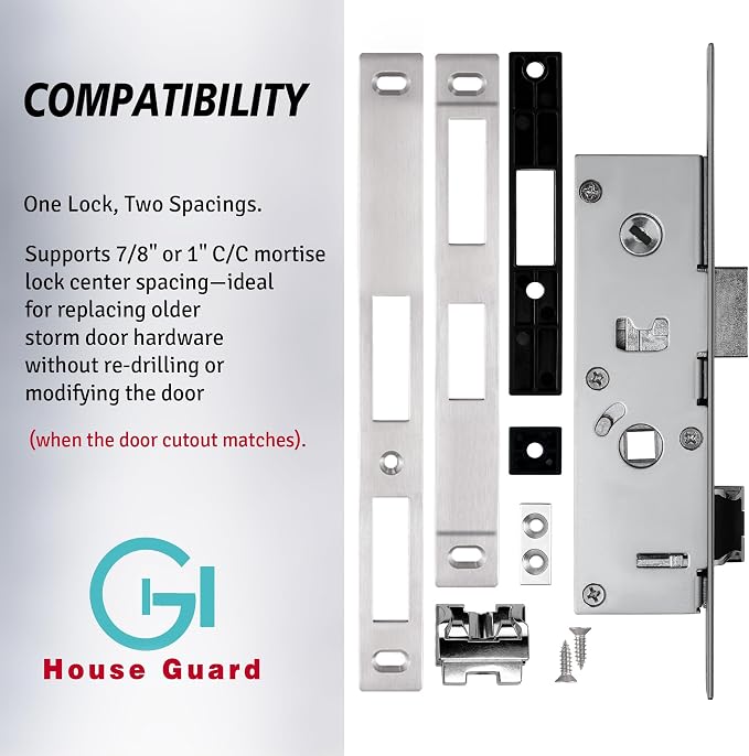 House Guard Storm Door Lock Body, Flat Slot, Adjustable 22/26mm Backset | Flat - Image 5
