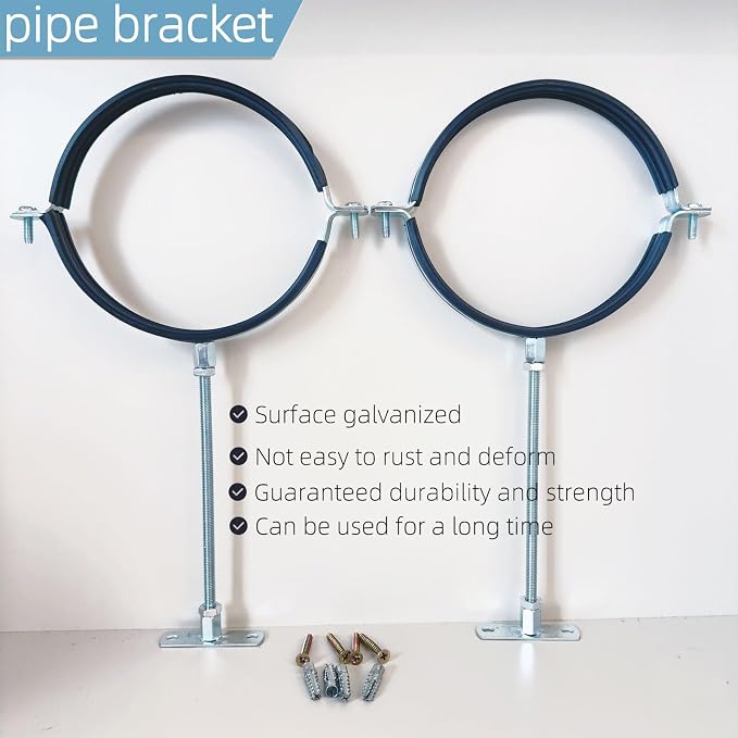 2 Sets Premium 8 Inch Adjustable Pipe Metal Bracket，Heavy Duty Galvanized Iron - Image 5