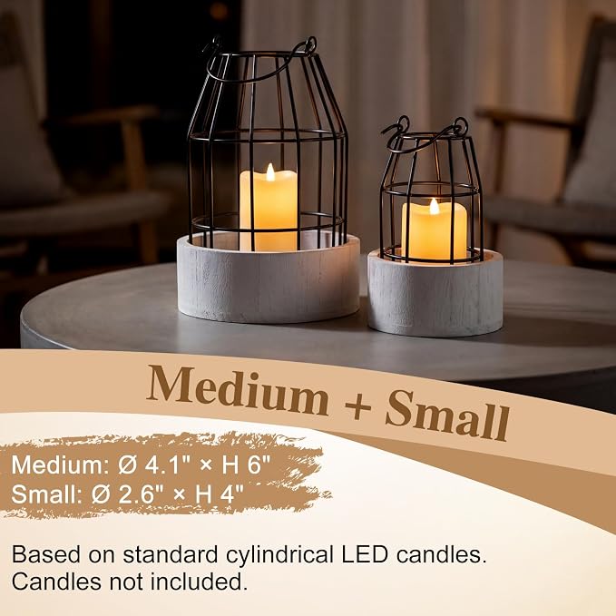 Modern Rustic Farmhouse Candle Lantern Set of 5 - Image 4