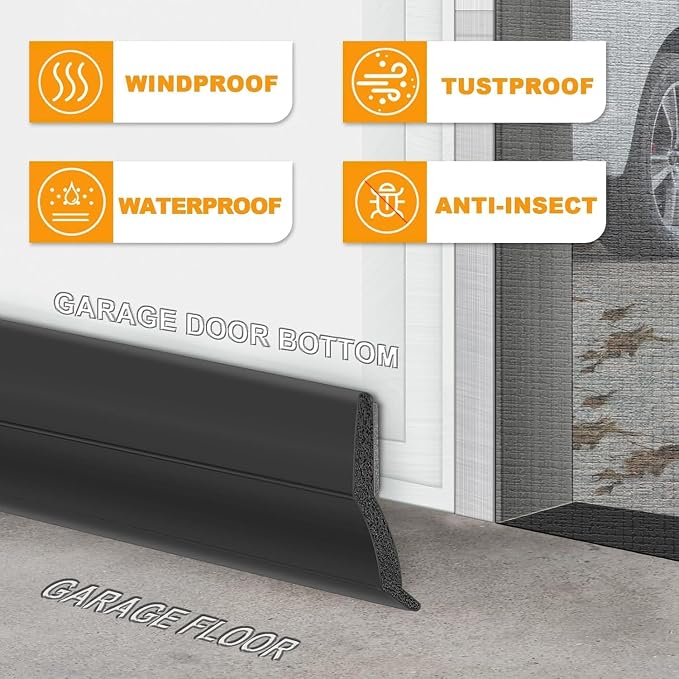 Garage Door Bottom Seal Strip, 50ft Weatherproof Rubber Door Threshold Seal | - Image 5