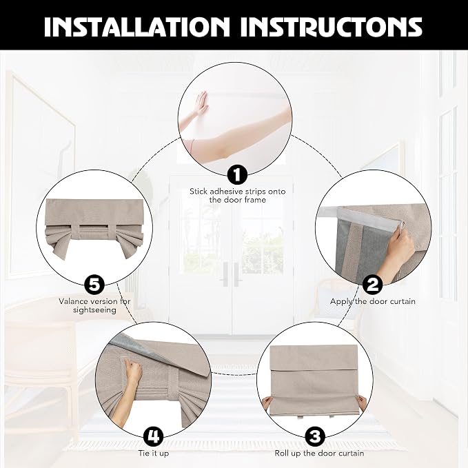 RYB HOME Linen Door Window Curtains W30 x L69, 1 Panel - Image 4