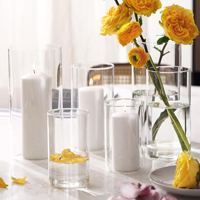 PHOSPHOR Hurricane Candle HoldersFor Pillar Candle Clear Glass Cylinder - Image 7