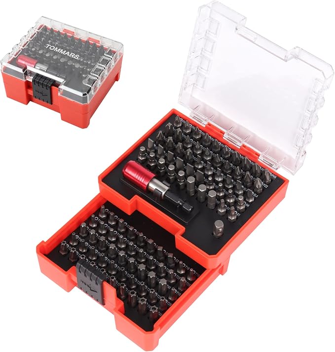 102-Pc Screwdriver Bit Set | S2 Steel, 1/4" Hex Shank Bits, Quick Release Bit by TOMMARS