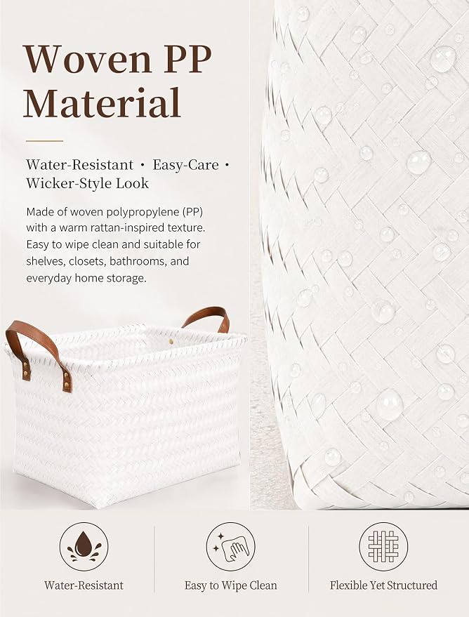 Wicker Storage Baskets, 4 Pack Woven Baskets - Image 3