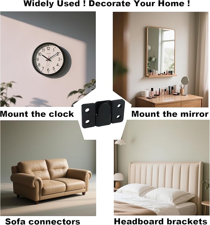 4 Pairs Stainless Steel Flush Mount Bracket Interlocking Headboard Hardware - Image 7