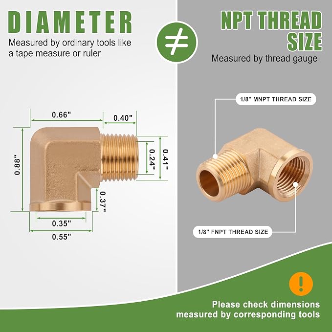 5Pcs Brass Pipe Fittings 90 Degree Street Elbow, 1/8" x 1/8" | 1/8 Inch NPT - Image 2