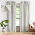 Kayne Studio Grayish White Velvet Pinch Pleated Back Tab Curtains 95 Inches | by KayneStudio