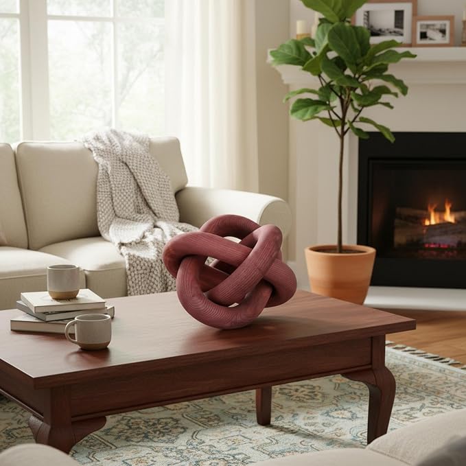 Yalikop 3 Link Wood Knot Decor Rustic Table Shelf Sculpture, Boho Decorative - Image 5