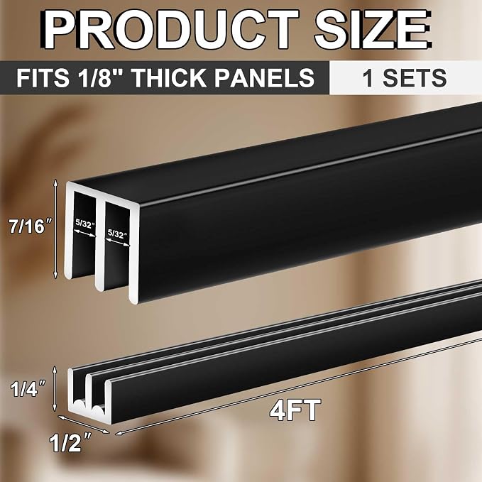 1 Set Metal Sliding Door Track Set, 4FT Metal Upper & Lower Tracks - Image 2