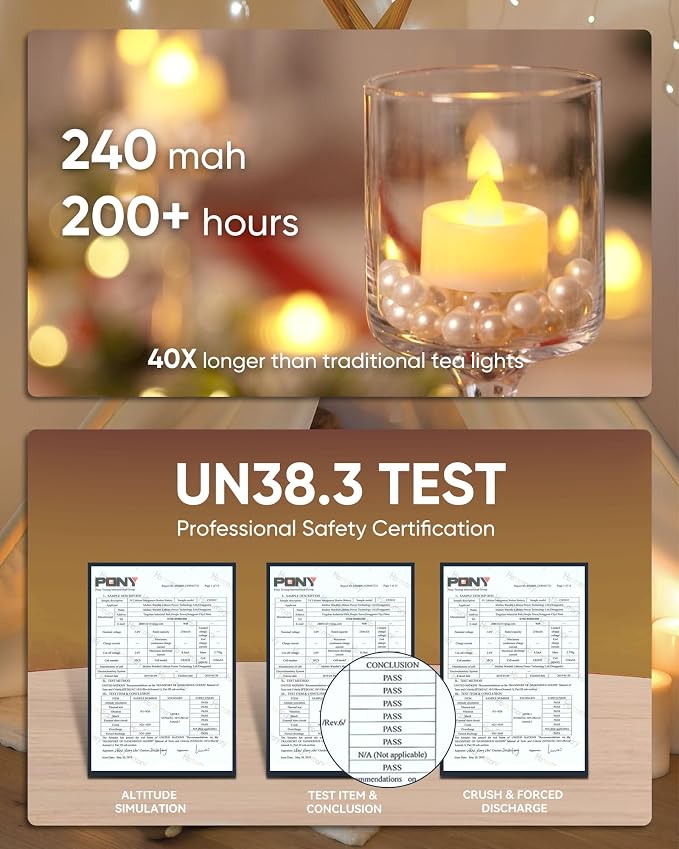 Homemory 24-Pack Flameless Tea Lights Candles Battery Operated, 200+ Hours | - Image 3