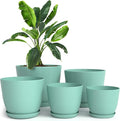 Plant Pots Indoor with Drainage, 5 Pack Multi-Size Planters Set, Aqua | by UTOPIAHOME