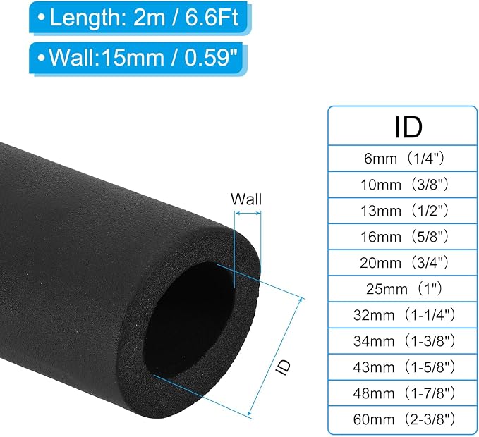 PATIKIL 1 7/8" ID x 6.6Ft x 0.59" Pipe Insulation Foam Tube, Pipe Cover Wrap - Image 2
