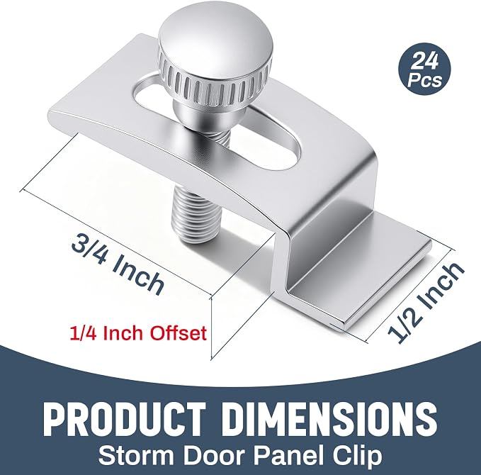 Blulu 24 Pcs T 8726 1/4 Inch Aluminum Storm Door Panel Clip Storm Window Screen - Image 2