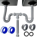VIVIDA Double Sink Drain Pipe Kit, 1-1/2" Kitchen Sink P Trap by VIVIDA