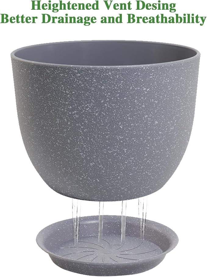 UOUZ 12inch Large Plant Pot, Modern Plastic Planter - Image 3