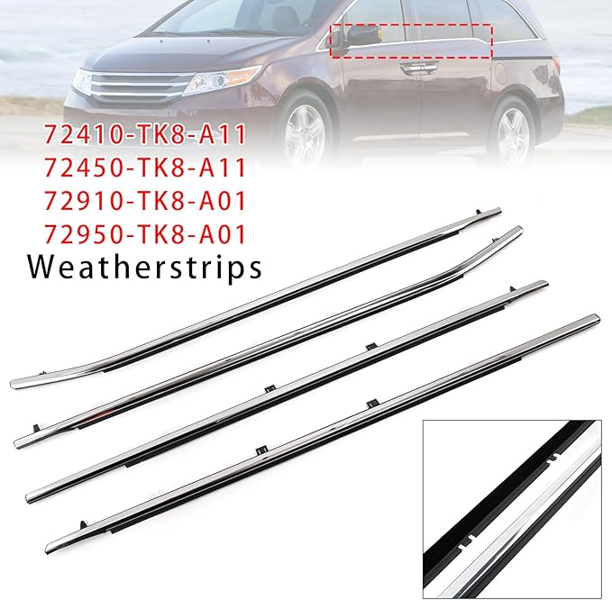 4PCS Door Belt Molding Weatherstrip Seal Kit - Image 4