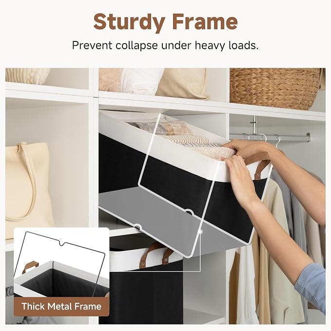StorageWorks Fabric Storage Bins, Metal Frame, Collapsible, Storage Basket - Image 4
