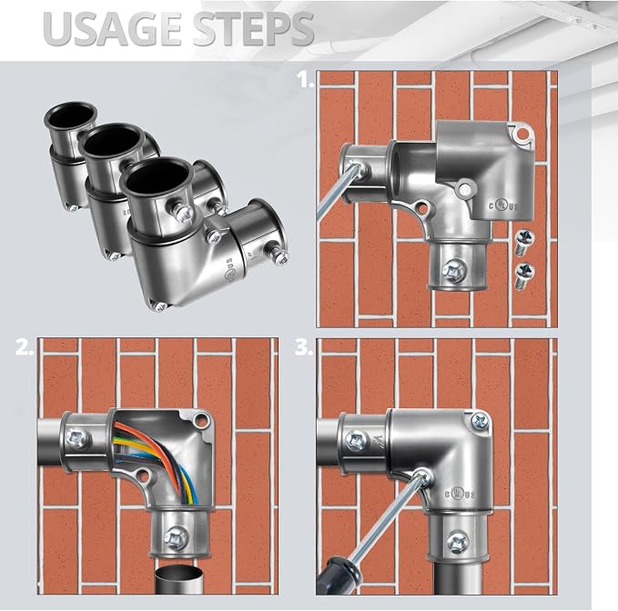 3/4" 90 Degree Inside Corner Pull-Elbow, EMT Fitting, 20 Pack | Zinc Die-Cast - Image 6