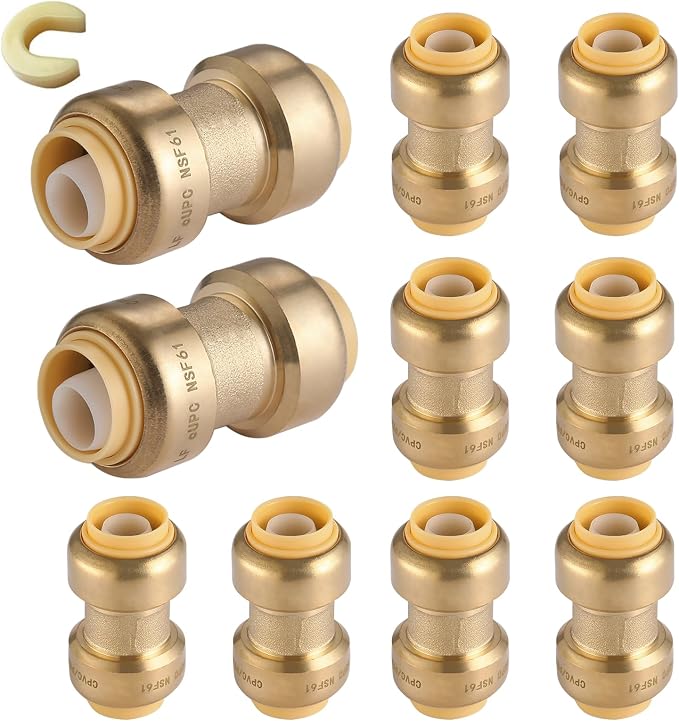 10PC HeSun Pushfit Coupling, 3/4"x3/4" Push to Connect Plumbing Fittings | by HeSun