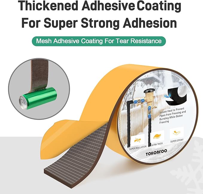 TOHONFOO Outdoor Pipe Insulation Tapes, Foam Pipe Heat Tape, insulation foam - Image 2