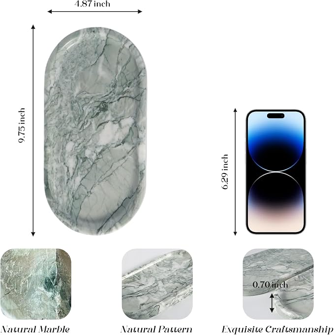 Marble Bathroom Tray for Countertop, Vanity Tray Stone Trays for Decor - Image 3