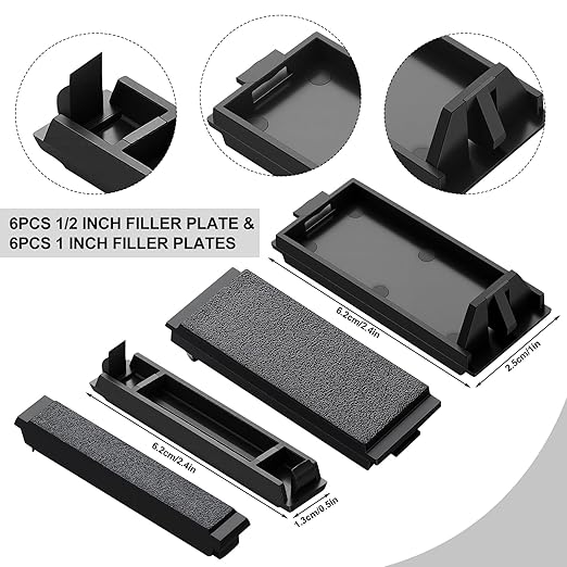 12 Pack Breaker Filler Plate 1/2 Inch 1 Inch Wide Black Electric Panel Cover - Image 2