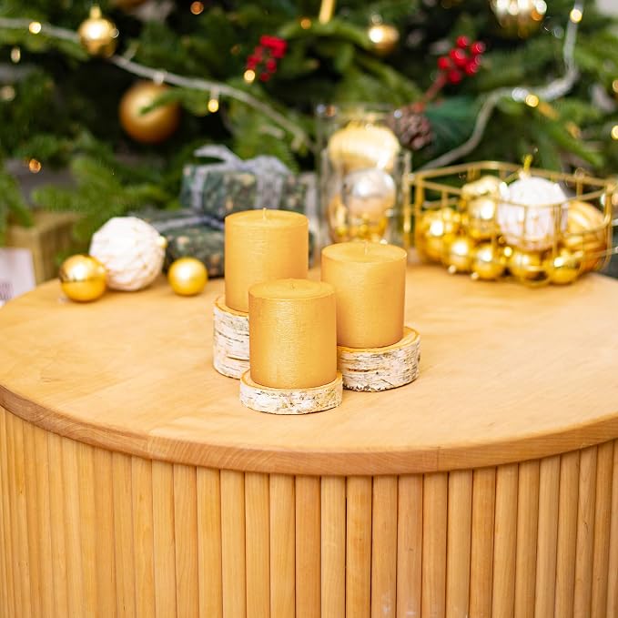 3x3 Inch Gold Pillar Candles Set of 3 - Image 5
