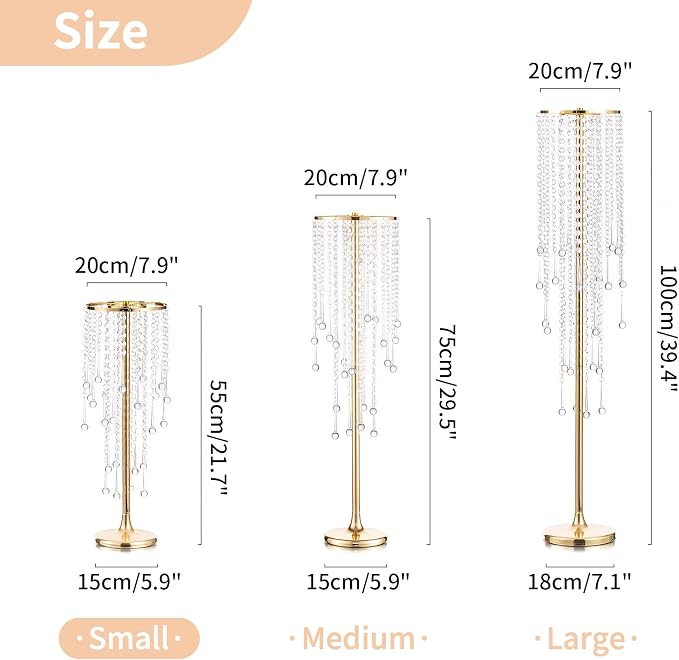 NUPTIO Tall Gold Centerpiece for Table, for Flowers Arrangement, Anniversary - Image 3