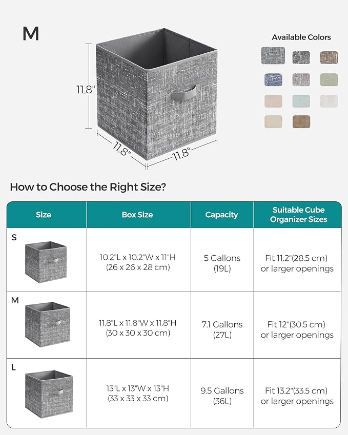 SONGMICS Storage Cubes, 11.8-Inch Foldable Closet Organizers | Non-Woven Fabric - Image 4