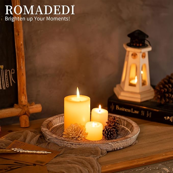 Wooden Decorative Tray Candle Holder: Romadedi Round Wood Tray Home Decor - Image 2