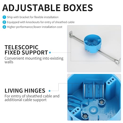 1 Gang Ceiling Fan Box, 50 lb, Round Nonmetallic, 1 Pack Blue | 20 cu in - Image 7