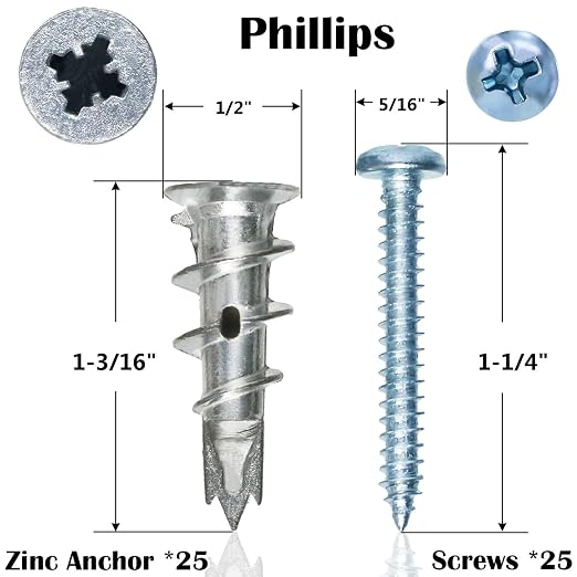 50Pcs Metal Self Drilling Drywall Anchors Heavy Duty - Image 2
