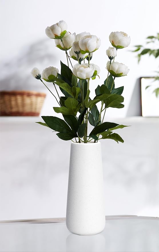D'vine Dev 11 Inch Ceramic Flower Vase Textured Finishing, Minimalist Design - Image 7