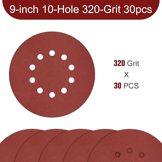 9 Inch 10 Holes Sanding Disc 320 Grit Drywall Sandpaper 30PCS - Image 2