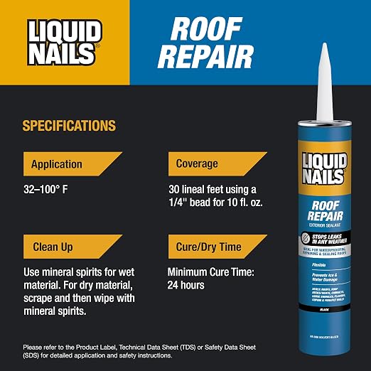 Liquid Nails Roof Repair 10.3 oz. Black Exterior Waterproofing Roof Adhesive - Image 4