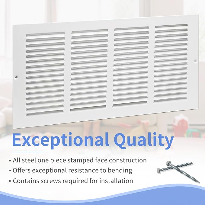 Howeall 16"W x 8"H Steel Return Air Grille, Air Return Vent Cover - Image 2